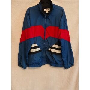 Lavon Sports Wear Mens‎ Large Windbreaker Vintage Jacket Blue Red Black Striped